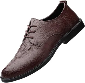 Formal Shoes for Men Genuine Leather Men's Oxfords Shoes Crocodile Pattern Men Casual Shoes Business Shoes for Men All-Match Men Wedding Dress Shoes