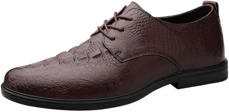 Formal Shoes for Men Genuine Leather Men's Oxfords Shoes Crocodile Pattern Men Casual Shoes Business Shoes for Men All-Match Men Wedding Dress Shoes