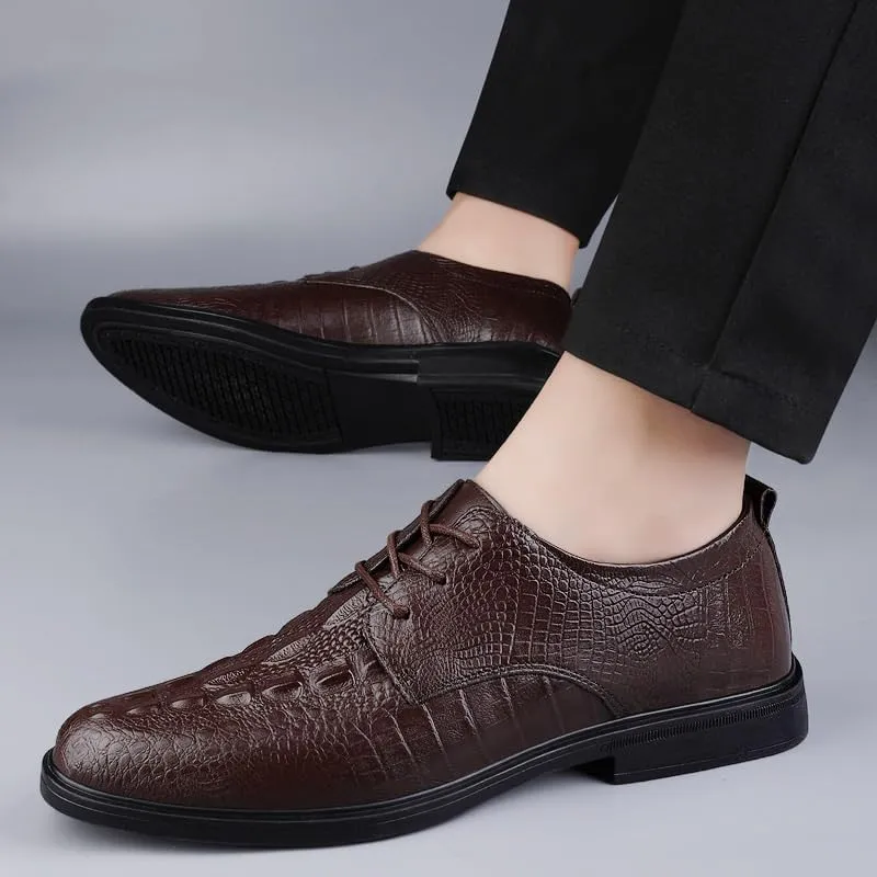 Formal Shoes for Men Genuine Leather Men's Oxfords Shoes Crocodile Pattern Men Casual Shoes Business Shoes for Men All-Match Men Wedding Dress Shoes