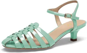 FOWT Women Chic Caged Toe Low Heel Sandals Ankle Strap Buckle Classic Summer Daily Casual Dress Shoes Size 4-16 US