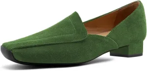 FOWT Women Comfy Closed Square Toe Block Low Heel Loafers Slip On Ladies Casual Daily Shoes Size 4-16 US