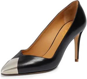 FOWT Women Pointed Toe High Heel Pumps V Cut Spliced Stiletto Fashion Slip On Dress Shoes Size 4-16 US