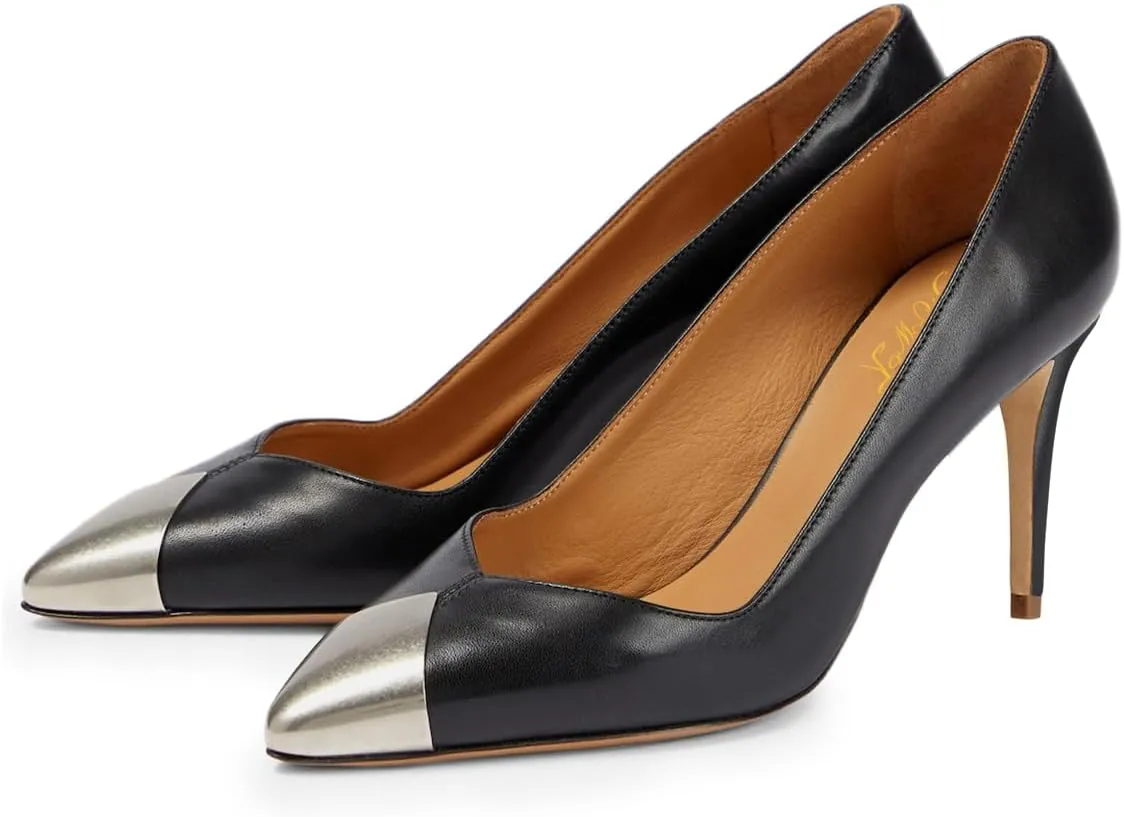 FOWT Women Pointed Toe High Heel Pumps V Cut Spliced Stiletto Fashion Slip On Dress Shoes Size 4-16 US