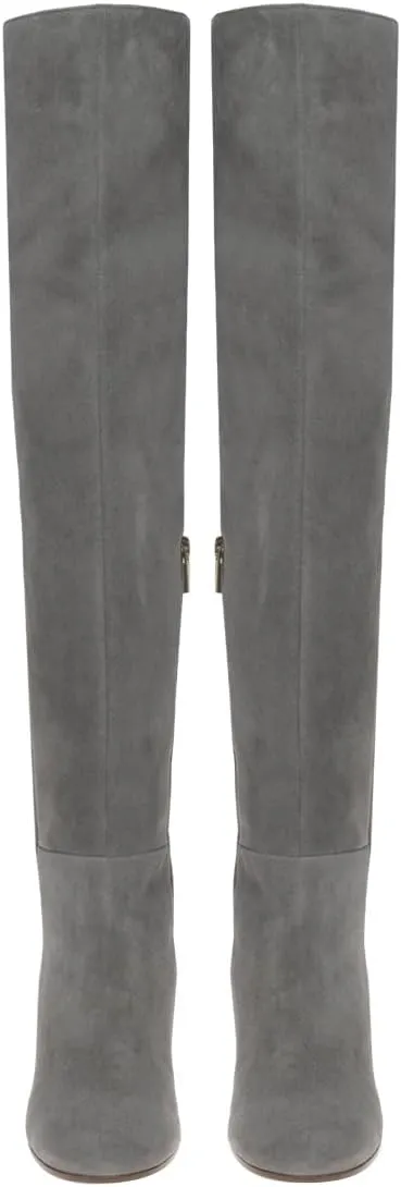 FOWT Women Round Toe Stretchy Over The Knee Boots Block Low Heel Thigh High Boot Side Zipper Comfy Winter Outdoor Warm Dress Shoes Size 4-16 US