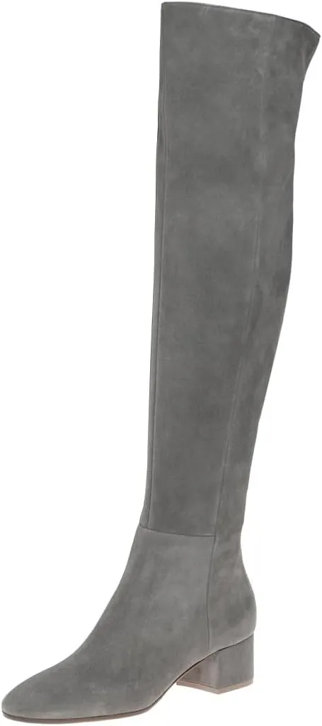 FOWT Women Round Toe Stretchy Over The Knee Boots Block Low Heel Thigh High Boot Side Zipper Comfy Winter Outdoor Warm Dress Shoes Size 4-16 US