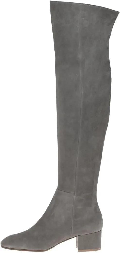 FOWT Women Round Toe Stretchy Over The Knee Boots Block Low Heel Thigh High Boot Side Zipper Comfy Winter Outdoor Warm Dress Shoes Size 4-16 US