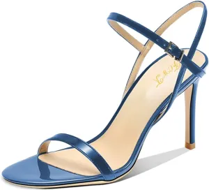 FOWT Women Sexy Single Strap Open Toe Sandals High Stiletto Heel Ankle Strap Buckle Summer Party Prom Vacation Dress Shoes Size 4-16 US