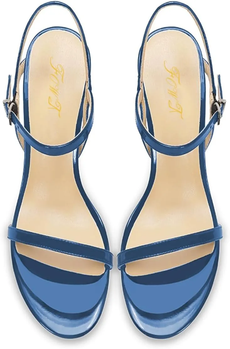 FOWT Women Sexy Single Strap Open Toe Sandals High Stiletto Heel Ankle Strap Buckle Summer Party Prom Vacation Dress Shoes Size 4-16 US