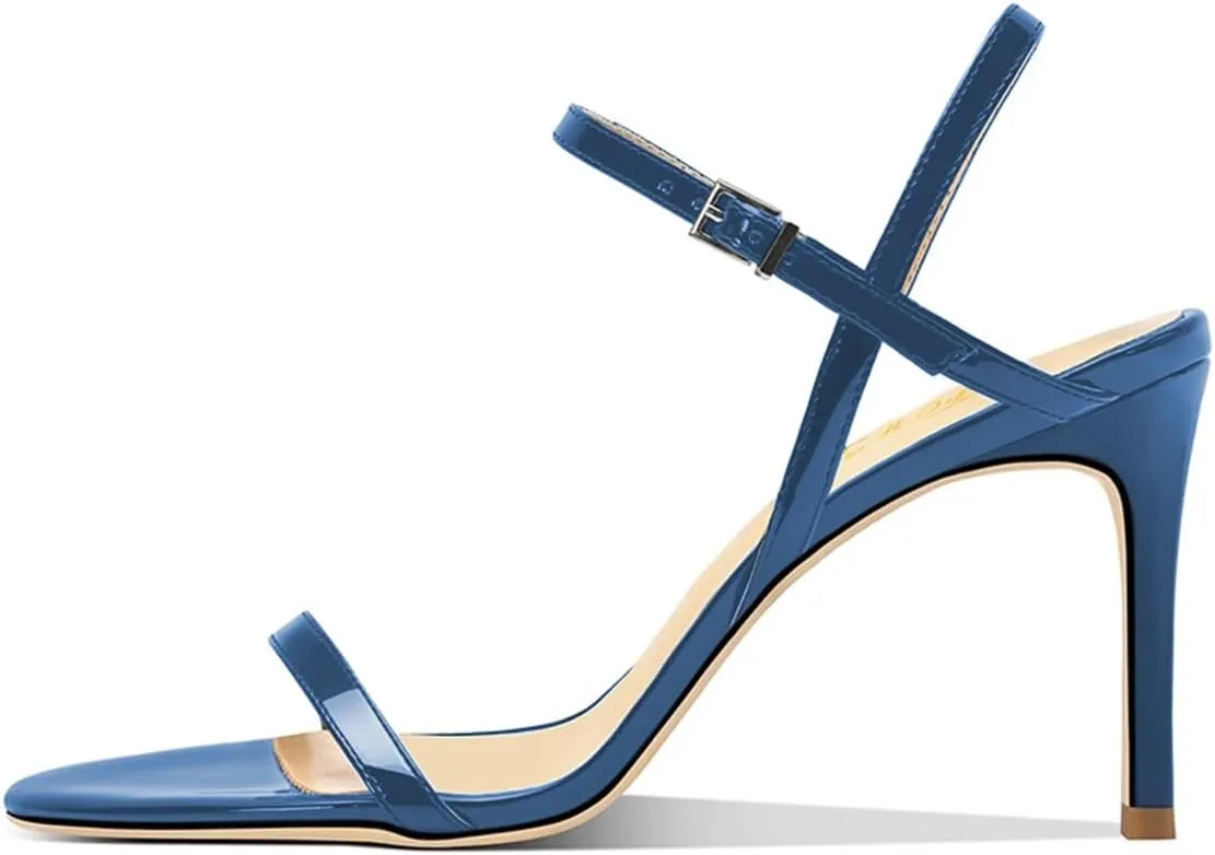 FOWT Women Sexy Single Strap Open Toe Sandals High Stiletto Heel Ankle Strap Buckle Summer Party Prom Vacation Dress Shoes Size 4-16 US