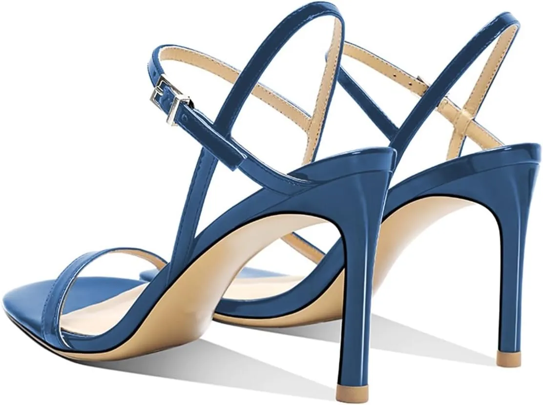 FOWT Women Sexy Single Strap Open Toe Sandals High Stiletto Heel Ankle Strap Buckle Summer Party Prom Vacation Dress Shoes Size 4-16 US