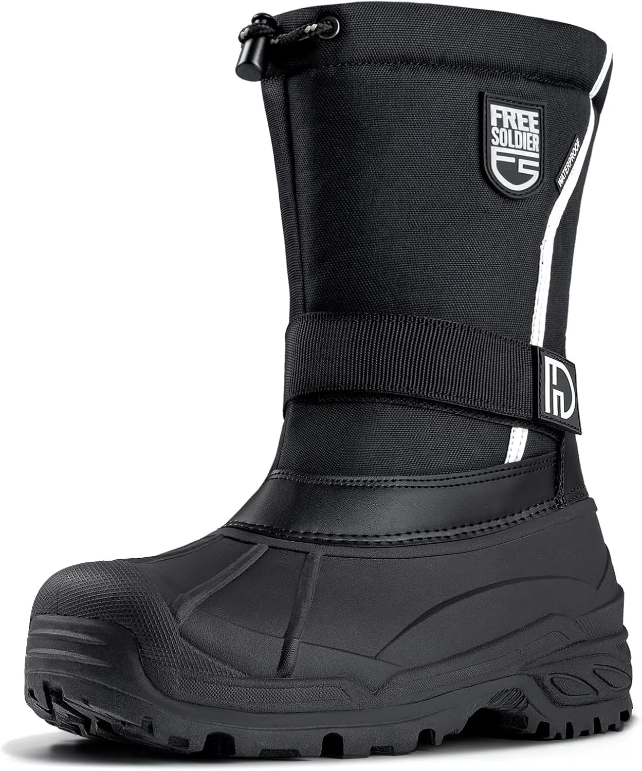 FREE SOLDIER Mens Snow Boots Insulated Waterproof Hiking Winter Shoes Nonslip Outdoor Ankle Cold Weather Boots