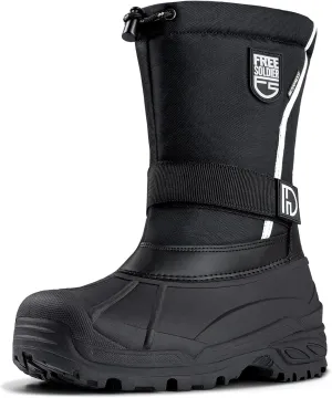 FREE SOLDIER Mens Snow Boots Insulated Waterproof Hiking Winter Shoes Nonslip Outdoor Ankle Cold Weather Boots