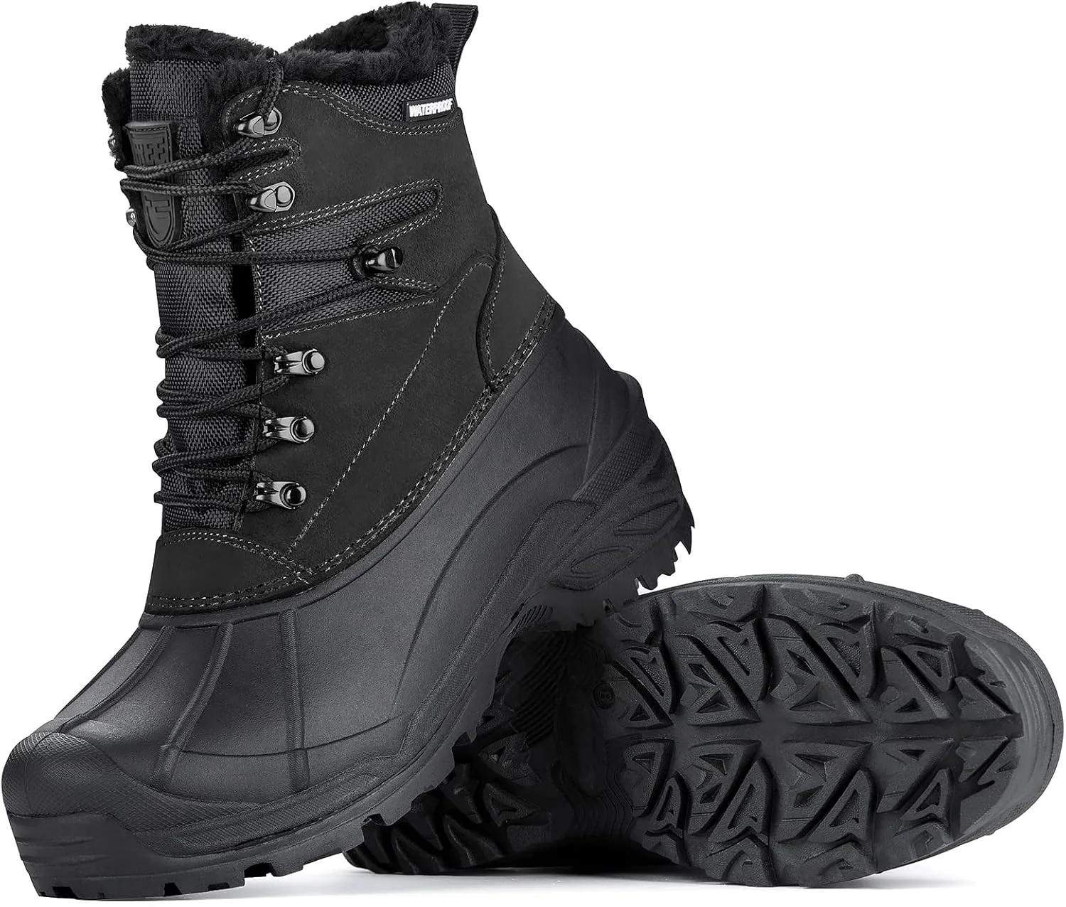 FREE SOLDIER Mens Snow Boots Warm Fleece Lining Winter Ski Shoes Waterproof Insulated Booties