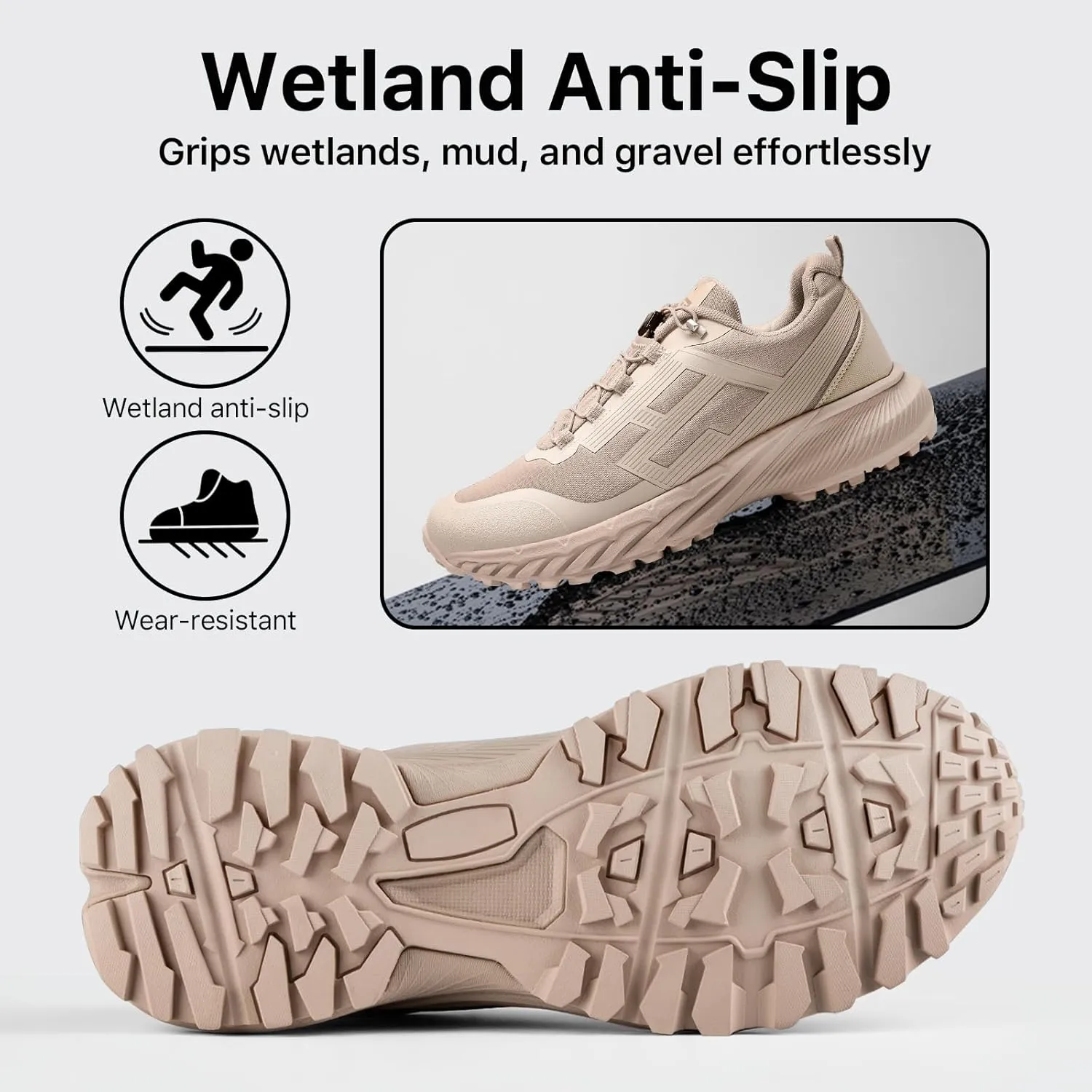 FREE SOLDIER Men's Trail Running Hiking Tactical Shoes - Breathable Lightweight Non-Slip Outdoor Sneakers for Walking Gym Backpacking Athletic Shoes