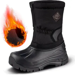 FREE SOLDIER Snow Boots for Kids Waterproof with Zipper Winter Warm Non Slip Cold Weather Outdoor Boys Girls Snow Boots