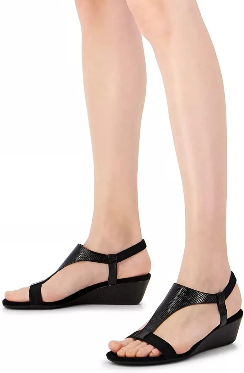 FSJ Women Open Toe Low Wedge Heel Sandals T-Strap Comfy Padded Sole Ankle Strap Casual Beach Travel Summer Sandals Size 4-15 US