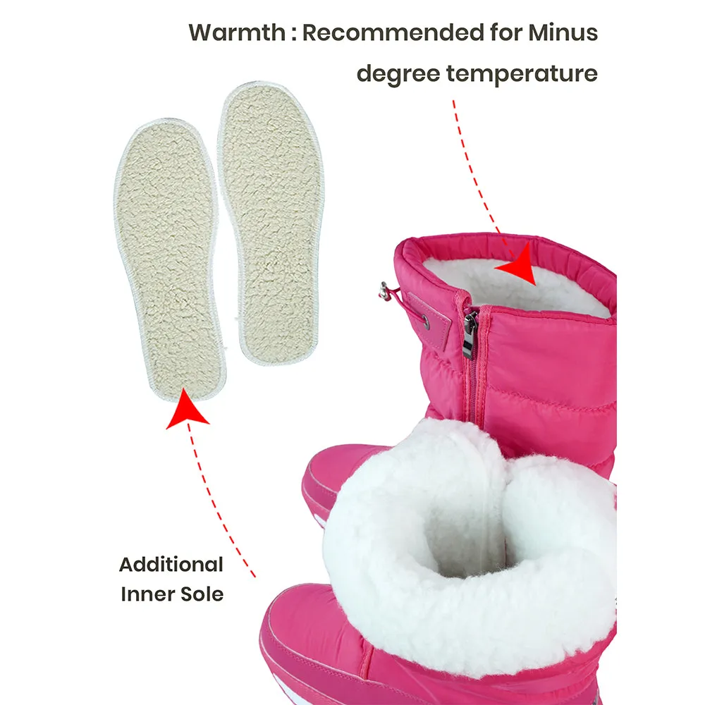 Fuchsia Pink, High Rise Waterproof Winter Snow Boots for Women for minus temperature