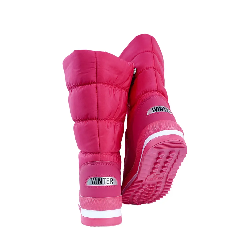 Fuchsia Pink, High Rise Waterproof Winter Snow Boots for Women for minus temperature