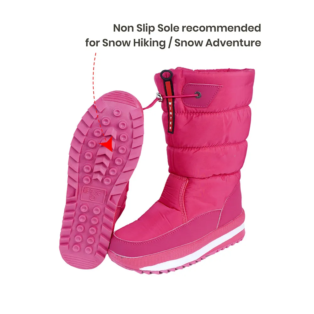 Fuchsia Pink, High Rise Waterproof Winter Snow Boots for Women for minus temperature