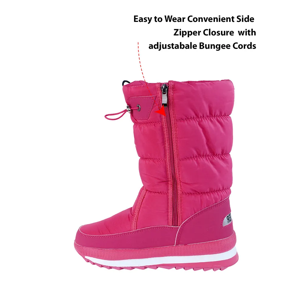 Fuchsia Pink, High Rise Waterproof Winter Snow Boots for Women for minus temperature