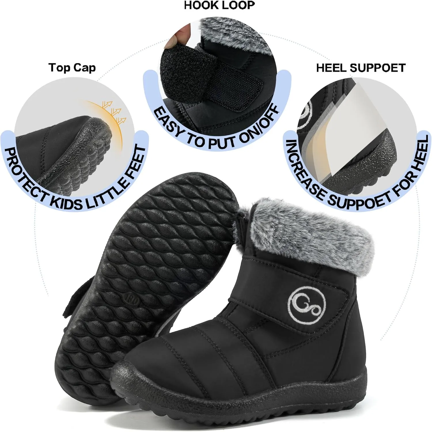 FUDYNMALC Girls Boys Winter Snow Boots - Comfortable Warm Toddler Winter Shoes Waterproof Lightweight Kids Ankle Booties Outdoor Walking