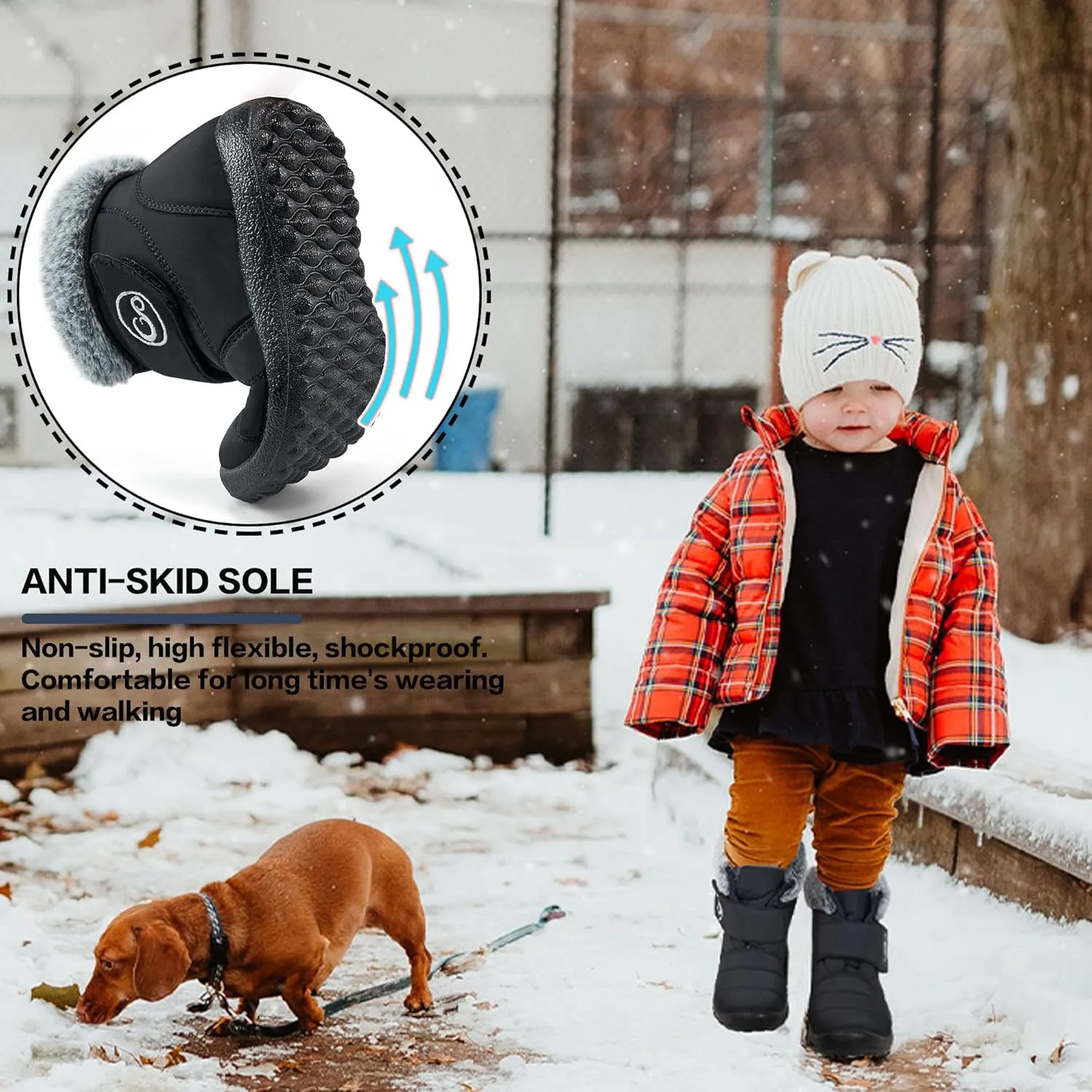 FUDYNMALC Girls Boys Winter Snow Boots - Comfortable Warm Toddler Winter Shoes Waterproof Lightweight Kids Ankle Booties Outdoor Walking