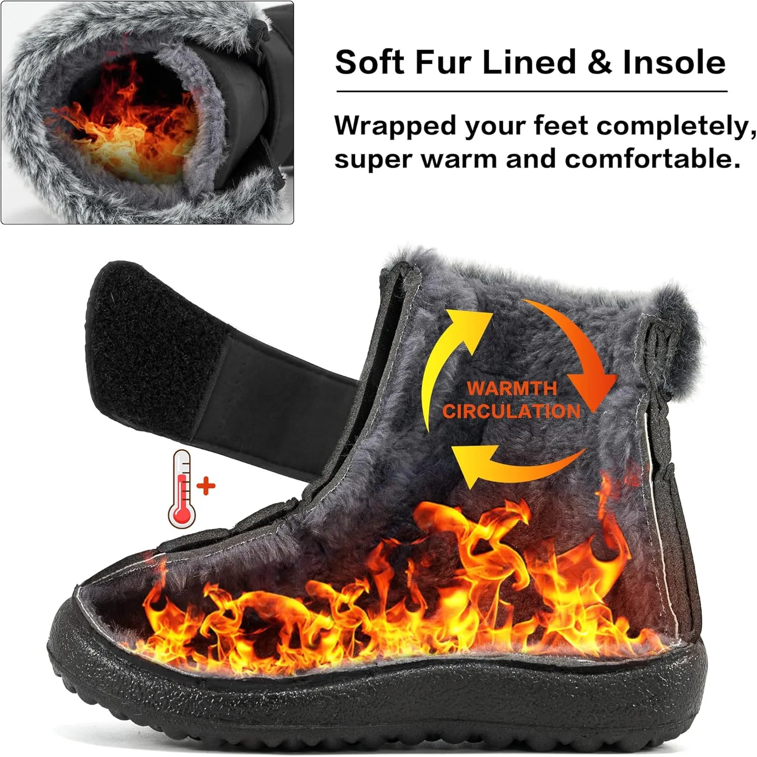 FUDYNMALC Girls Boys Winter Snow Boots - Comfortable Warm Toddler Winter Shoes Waterproof Lightweight Kids Ankle Booties Outdoor Walking