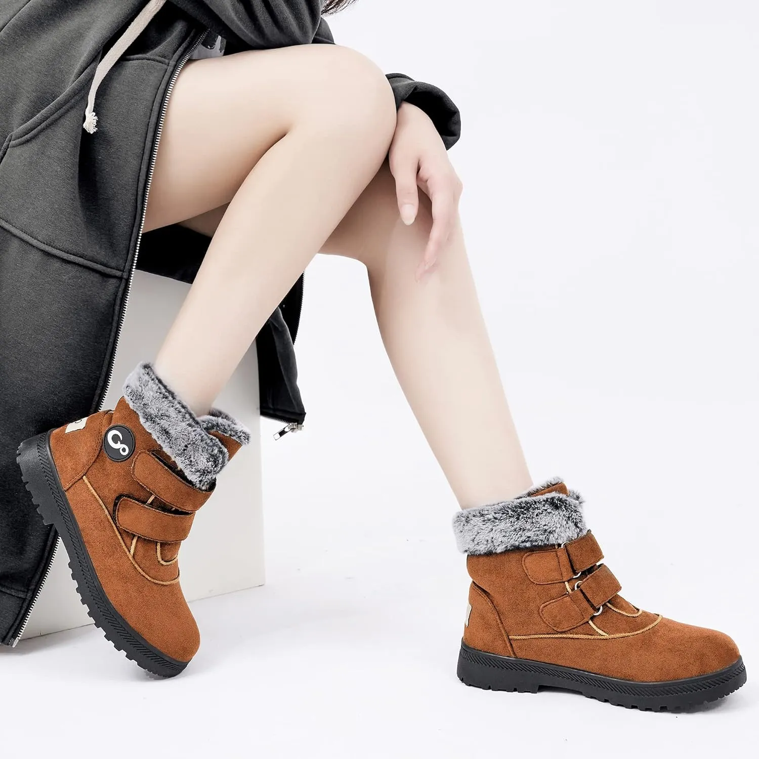 FUDYNMALC Women Winter Snow Boots: Warm Fur Lined Womens Ankle Booties - Comfortable Walking Outdoor Boot Cute