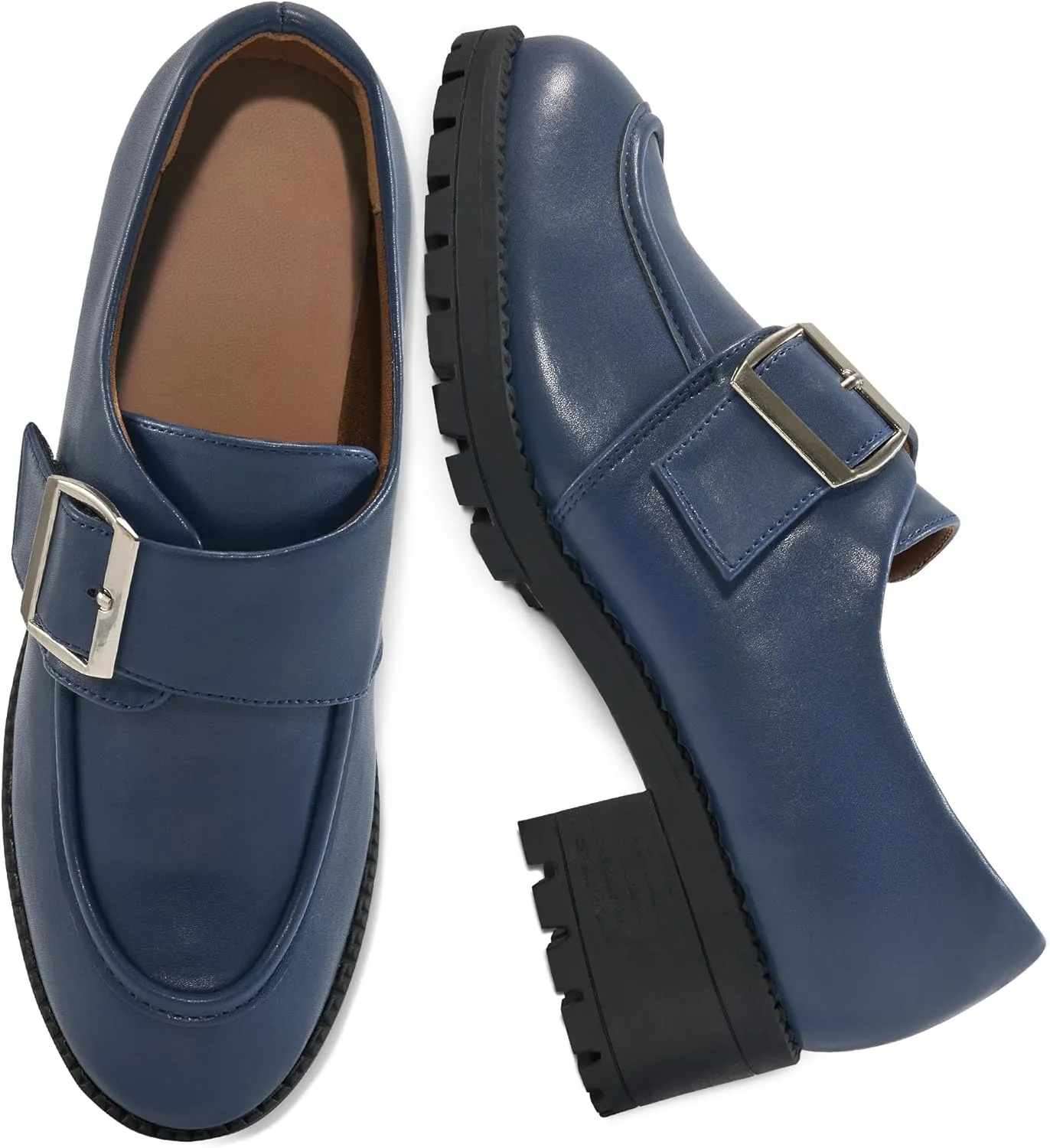 FUDYNMALC Womens Platform Loafers Dressy: 2025 Casual Comfortable Chunky Shoes Ladies Walking Office Footwear with Hook and Loop