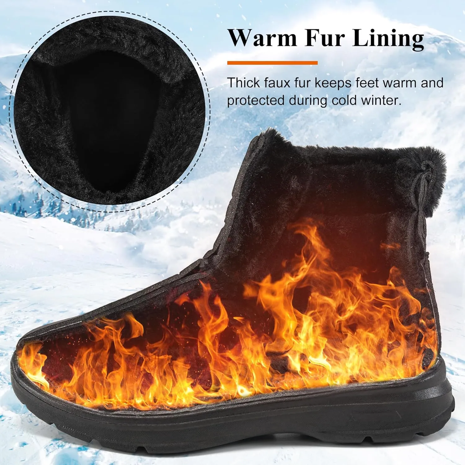 FUDYNMALC Womens Winter Snow Boots: Comfortable Warm Fur Lined Ankle Booties Lightweight Non Slip Walking Shoes Outdoor