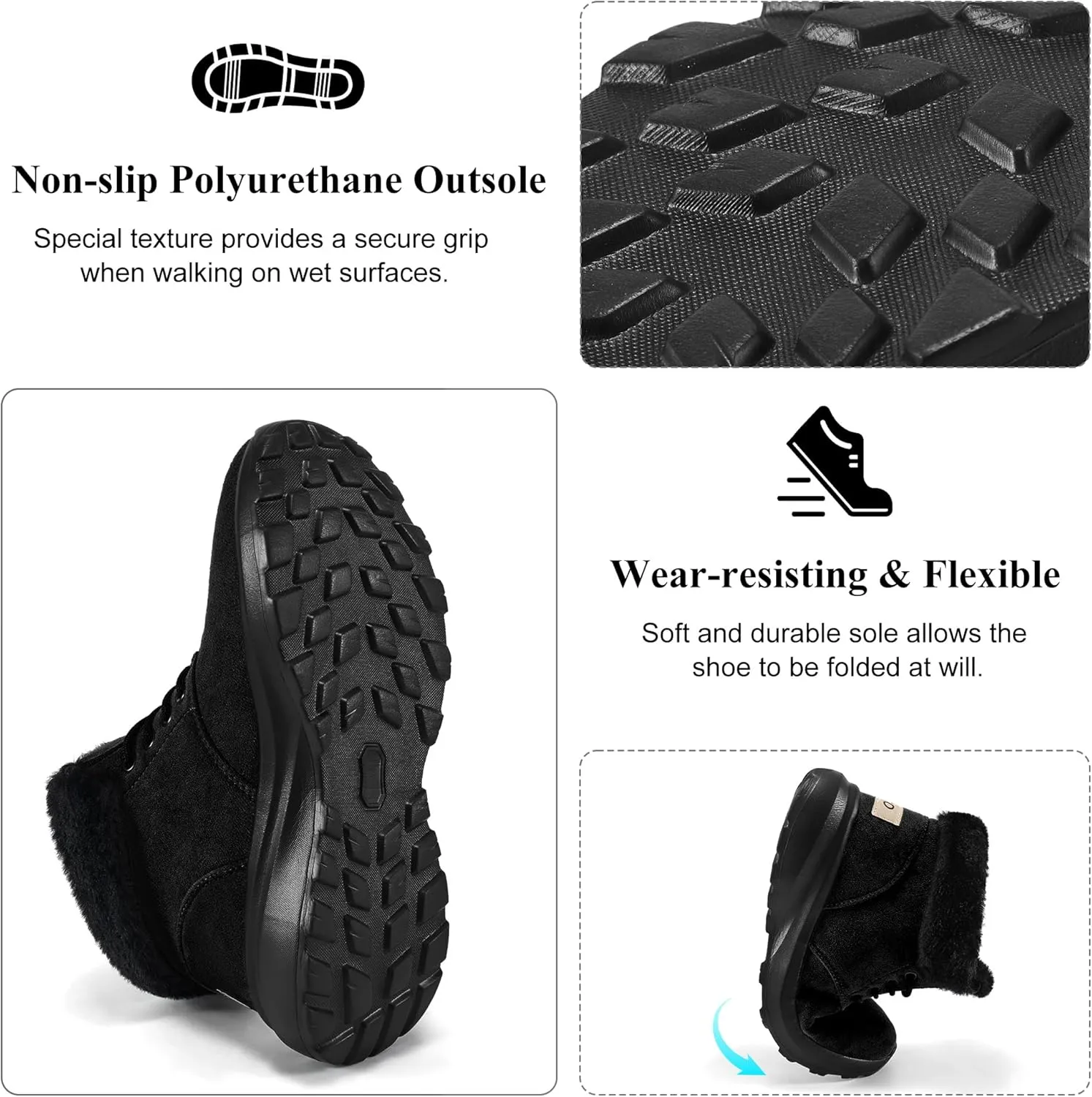 FUDYNMALC Womens Winter Snow Boots: Comfortable Warm Fur Lined Ankle Booties Lightweight Non Slip Walking Shoes Outdoor