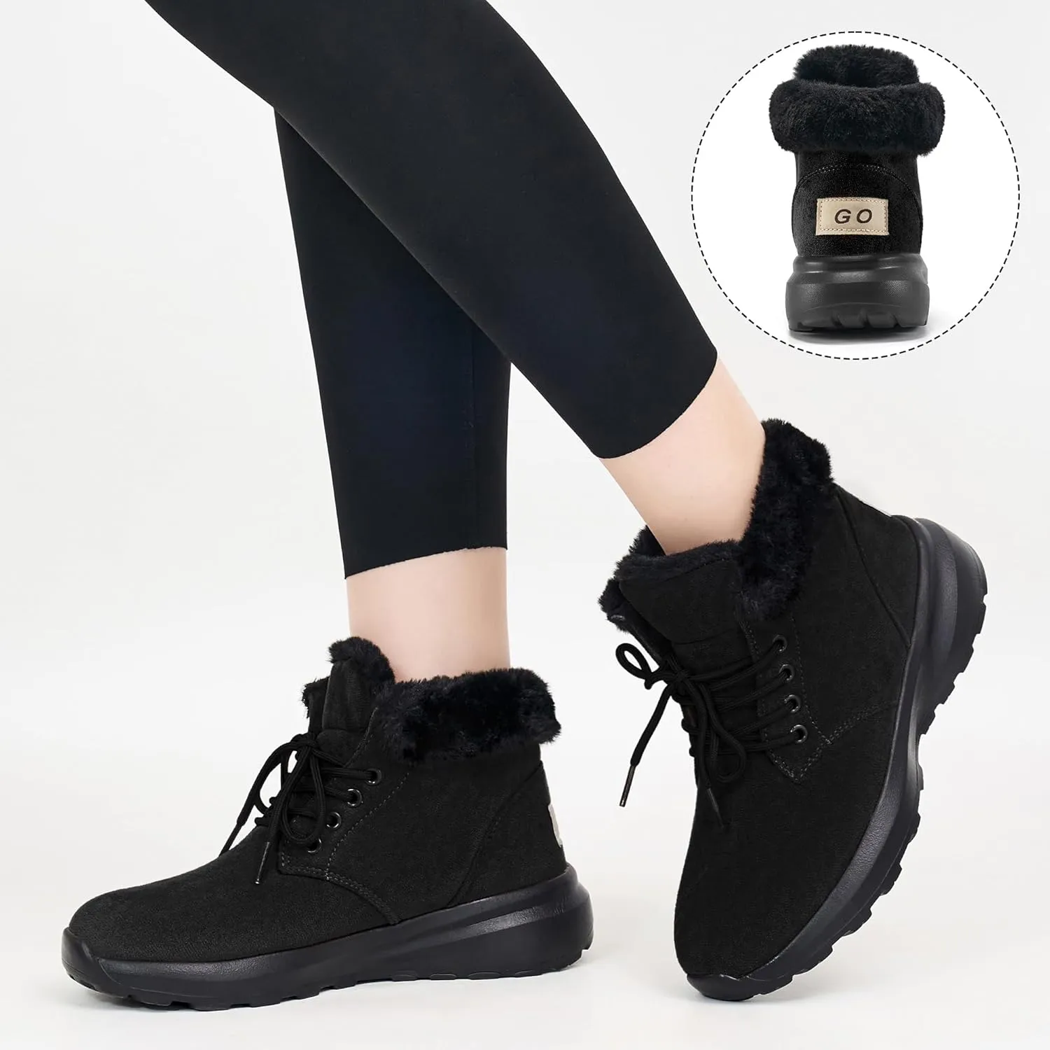 FUDYNMALC Womens Winter Snow Boots: Comfortable Warm Fur Lined Ankle Booties Lightweight Non Slip Walking Shoes Outdoor