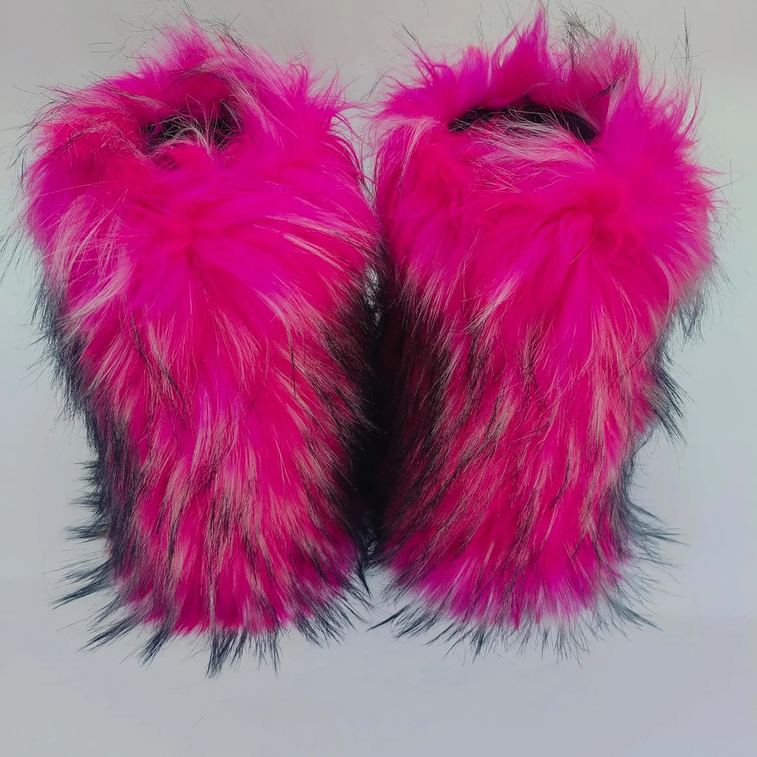 Fur Boots Warm Women's Faux Fur Boot Furry Short Snow Boot Mid-Calf Boots Outdoor Flat Shoes