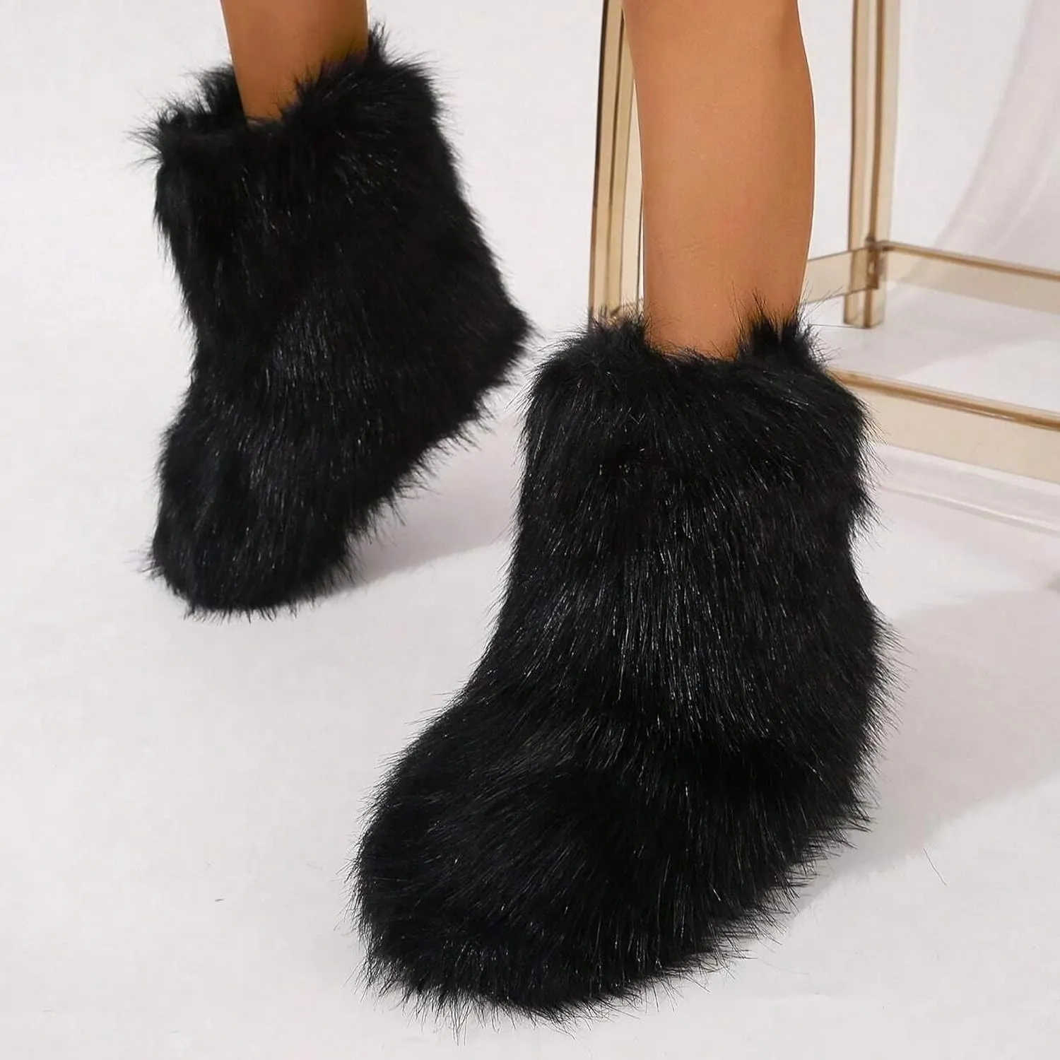 Furry Faux Fur Boots for Women