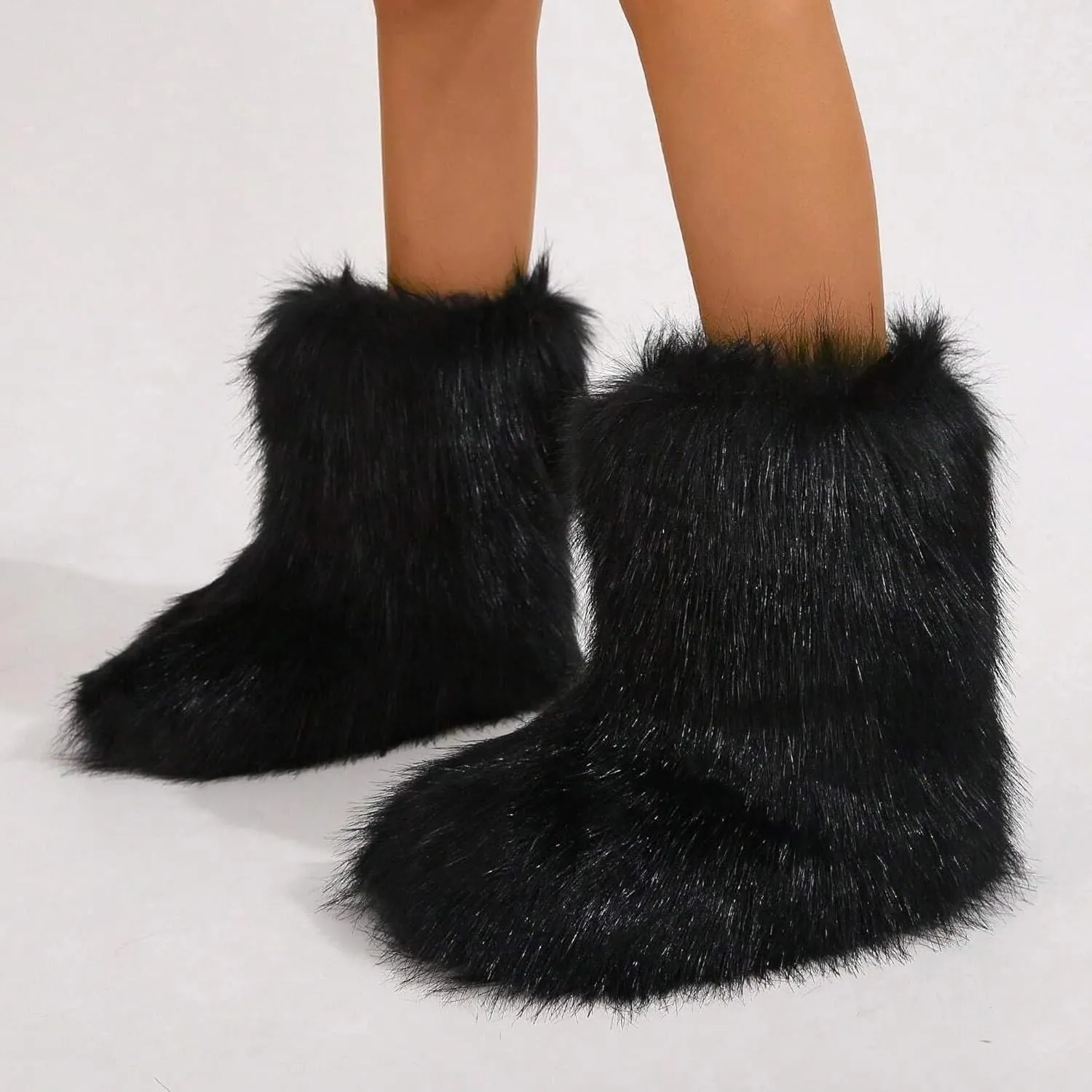 Furry Faux Fur Boots for Women