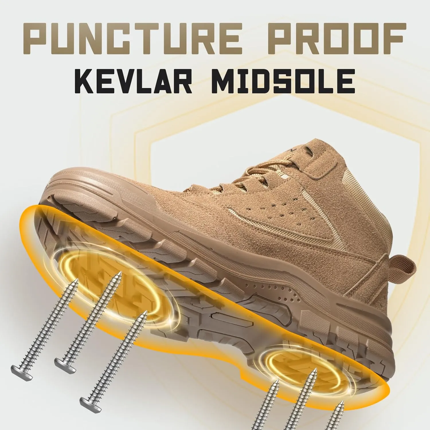 Furuian Steel Toe Boots for Men Women Comfortable Lightweight Work Boots for Men Slip Resistant High Top Steel Toe Safety Shoes Puncture Proof Indestructible Construction Shoes