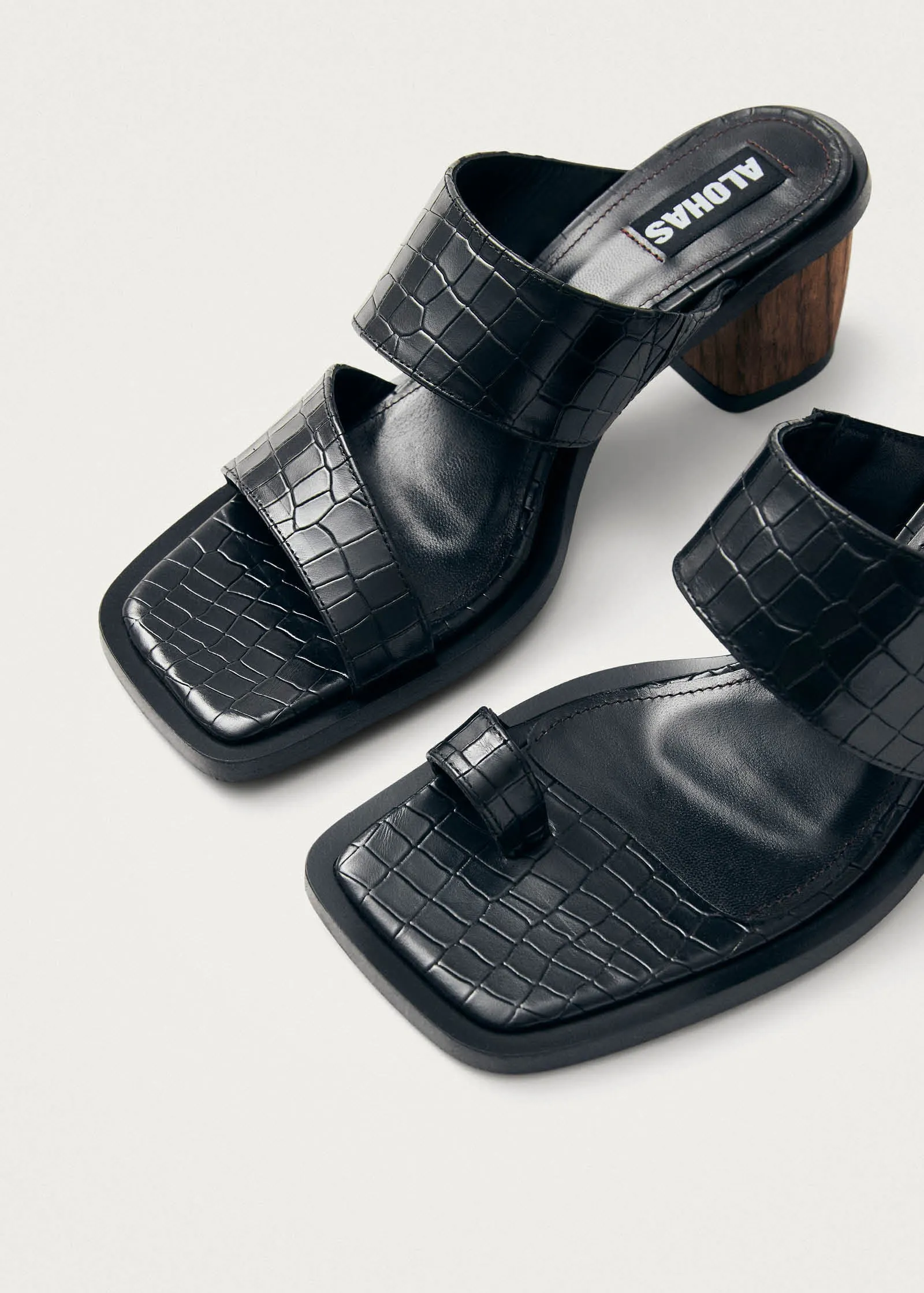 Gabin Alli Black Leather Sandals