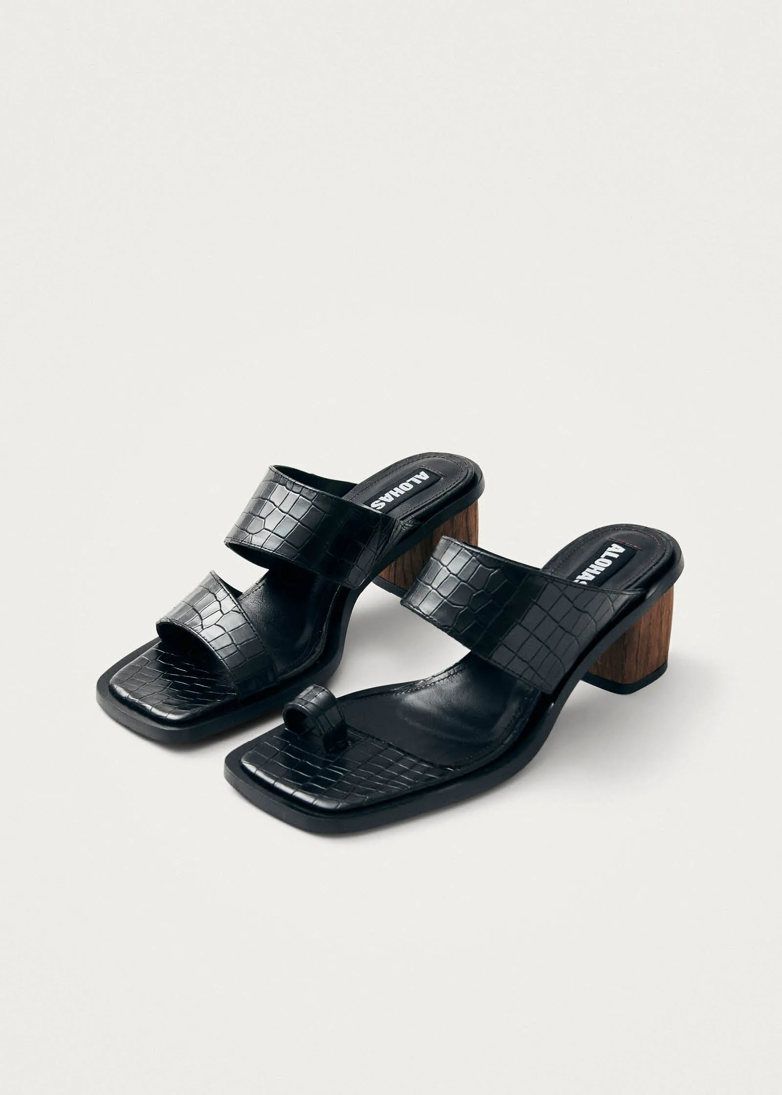 Gabin Alli Black Leather Sandals
