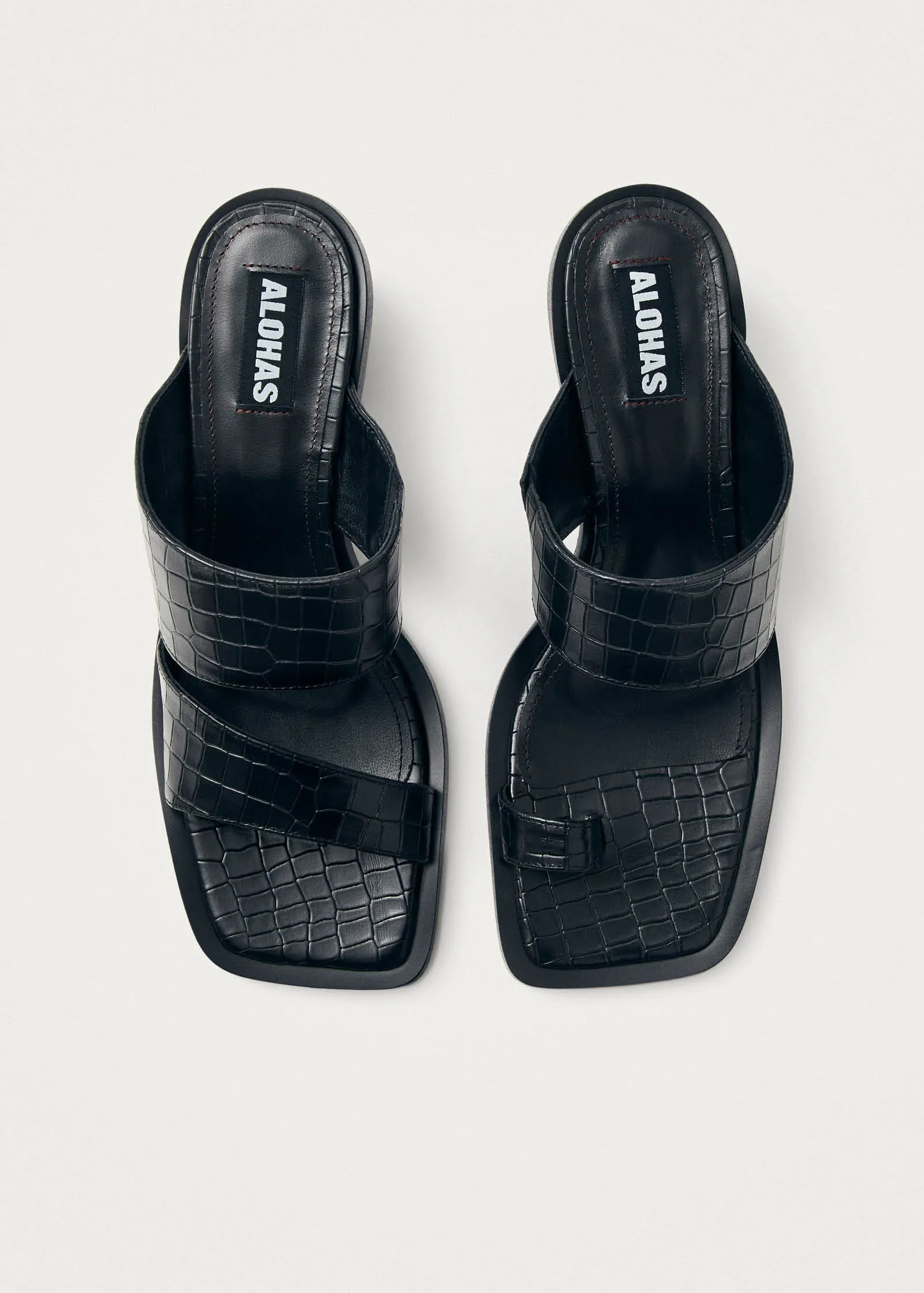 Gabin Alli Black Leather Sandals
