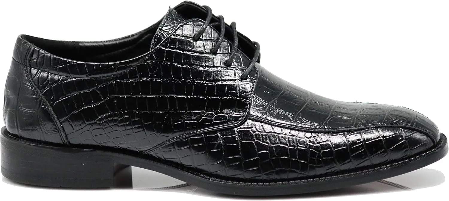 Gator3N Men's Alligator Crocodile Print Oxfords Fashion Lace Up Dress Shoes