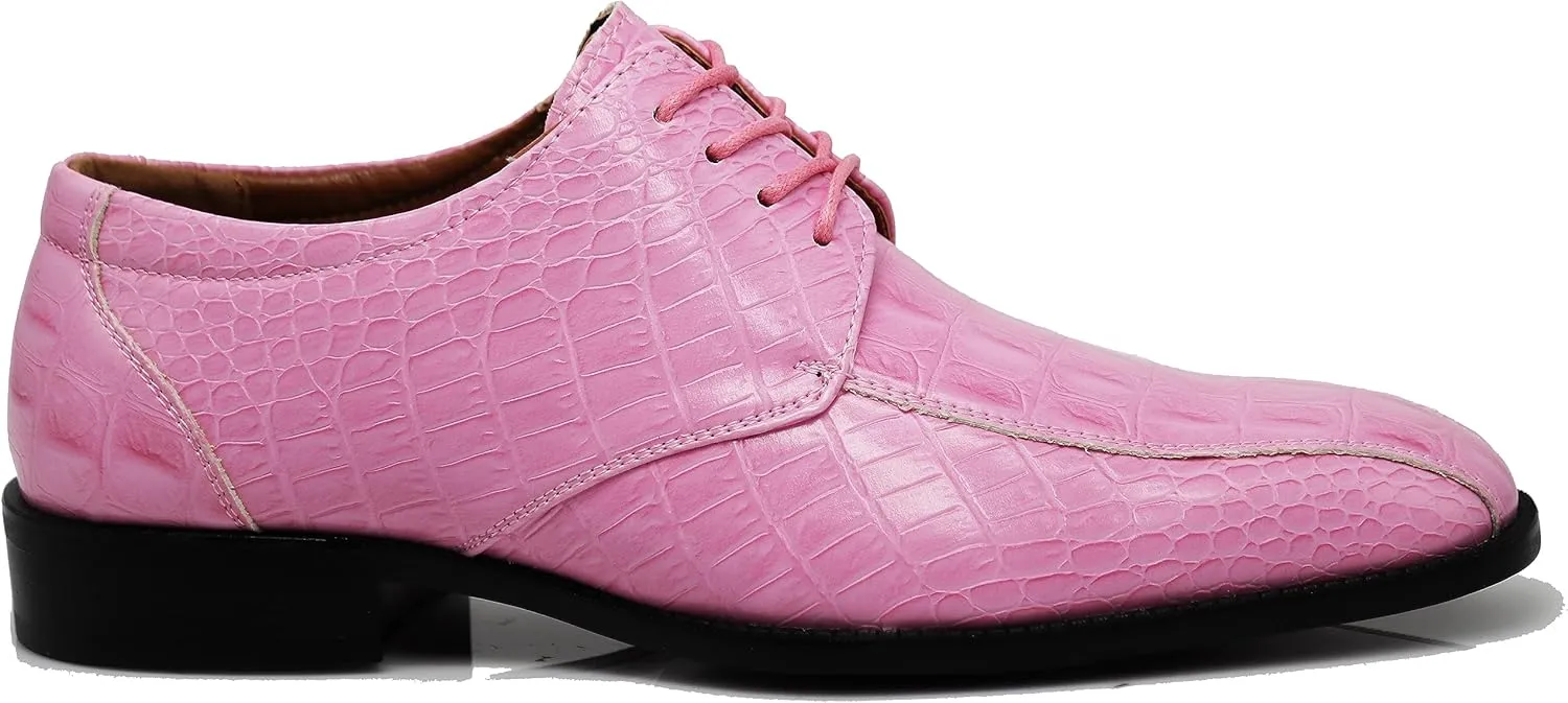 Gator3N Men's Alligator Crocodile Print Oxfords Fashion Lace Up Dress Shoes