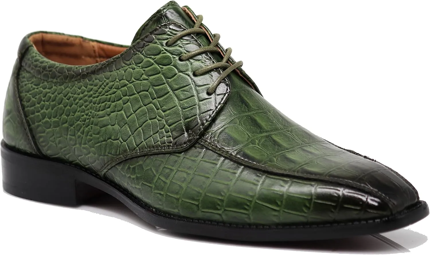 Gator3N Men's Alligator Crocodile Print Oxfords Fashion Lace Up Dress Shoes