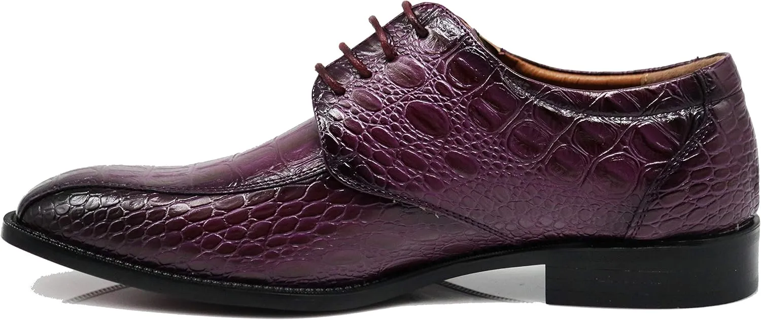 Gator3N Men's Alligator Crocodile Print Oxfords Fashion Lace Up Dress Shoes