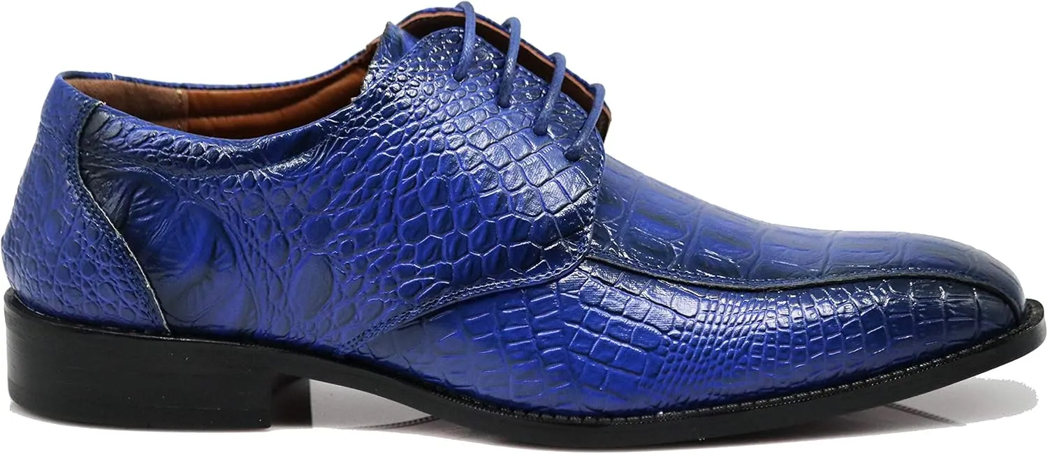 Gator3N Men's Alligator Crocodile Print Oxfords Fashion Lace Up Dress Shoes