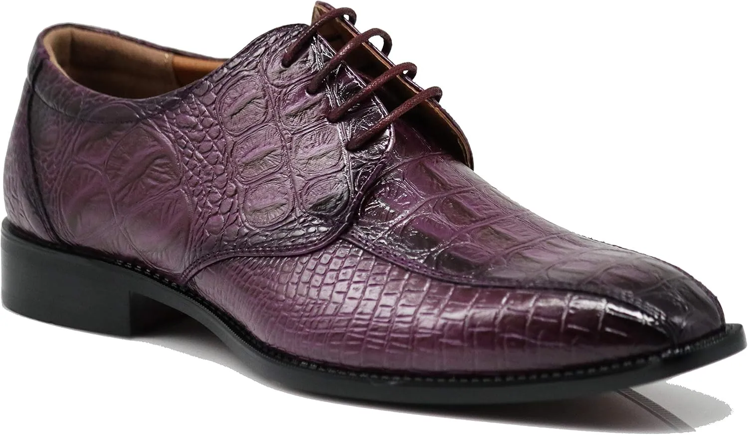Gator3N Men's Alligator Crocodile Print Oxfords Fashion Lace Up Dress Shoes