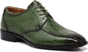 Gator3N Men's Alligator Crocodile Print Oxfords Fashion Lace Up Dress Shoes