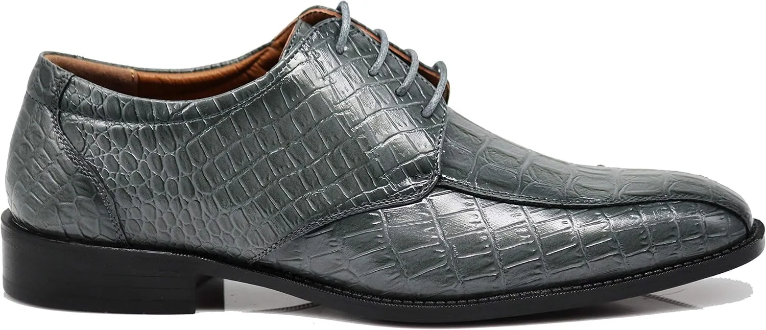 Gator3N Men's Alligator Crocodile Print Oxfords Fashion Lace Up Dress Shoes