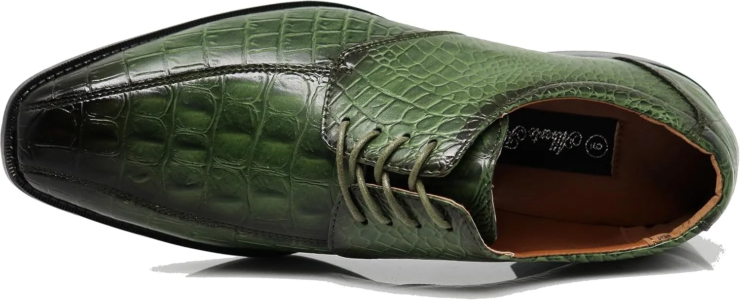Gator3N Men's Alligator Crocodile Print Oxfords Fashion Lace Up Dress Shoes