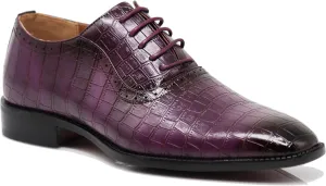 Gator3N Men's Alligator Crocodile Print Oxfords Fashion Lace Up Dress Shoes