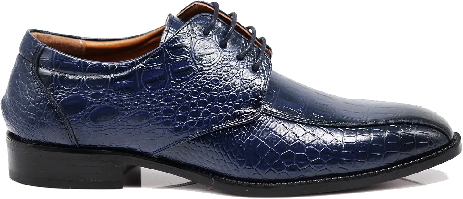 Gator3N Men's Alligator Crocodile Print Oxfords Fashion Lace Up Dress Shoes